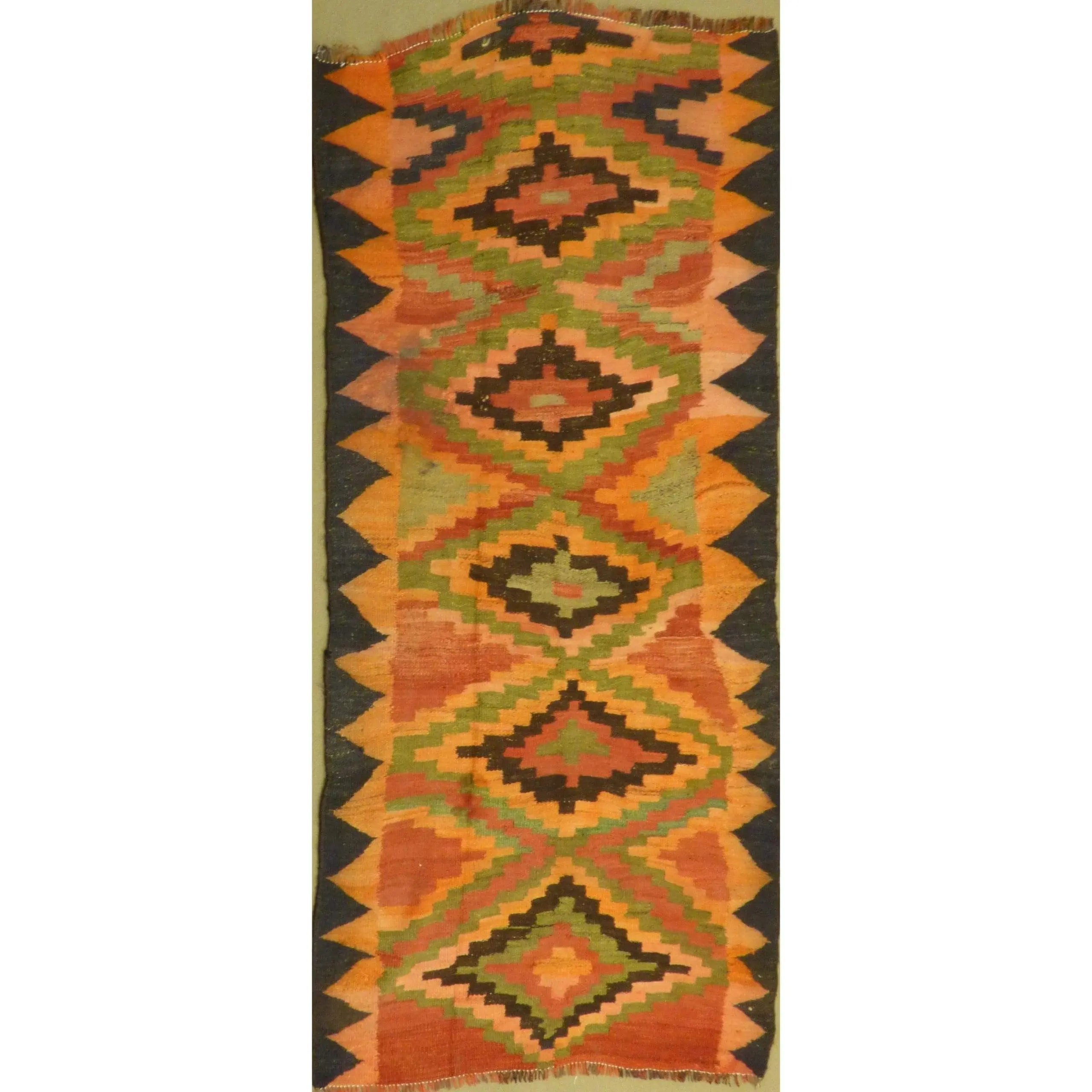 One Of The Kind Authentic Hand-Knotted Sanandaj Vintage Kilim 8'2" X 4'7"